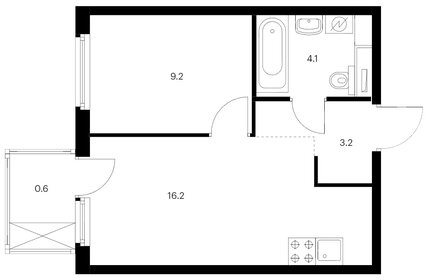 Квартира 33 м², 1-комнатная - изображение 1