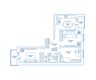 128,5 м², 3-комнатная квартира 15 600 000 ₽ - изображение 31