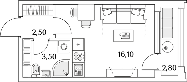 22,9 м², квартира-студия 5 950 941 ₽ - изображение 34