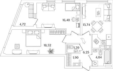 76,2 м², 2-комнатная квартира 18 956 880 ₽ - изображение 33