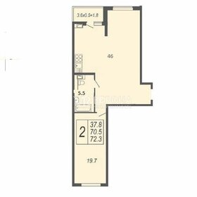 Квартира 72,9 м², 2-комнатная - изображение 1