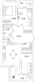 Квартира 76,2 м², 2-комнатная - изображение 1