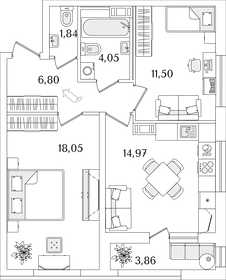 59,1 м², 2-комнатная квартира 14 524 604 ₽ - изображение 31
