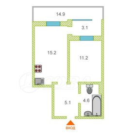 Квартира 36,5 м², 1-комнатная - изображение 1