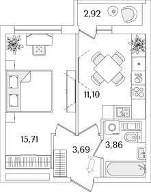 39,2 м², 1-комнатная квартира 7 600 000 ₽ - изображение 136
