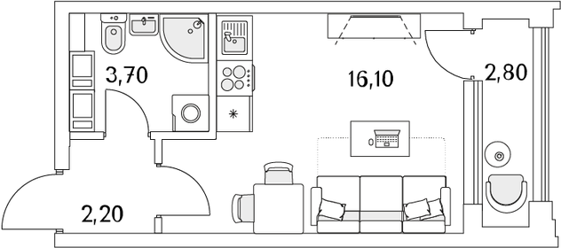 21,2 м², квартира-студия 4 700 000 ₽ - изображение 85