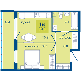 Квартира 39,3 м², 1-комнатная - изображение 1