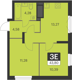 Квартира 43,8 м², 2-комнатная - изображение 1