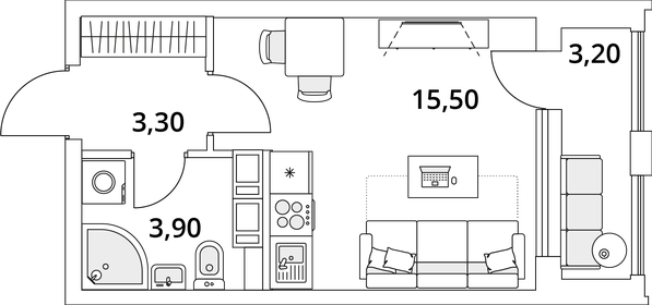 23,9 м², квартира-студия 4 300 000 ₽ - изображение 47