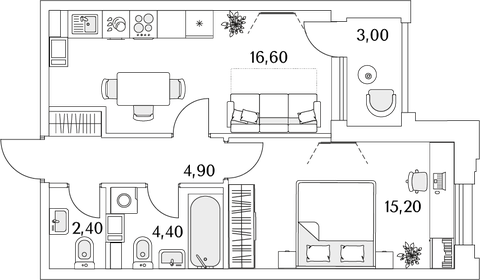 43 м², 1-комнатная квартира 9 190 000 ₽ - изображение 143