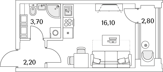 23,4 м², квартира-студия 5 016 226 ₽ - изображение 21