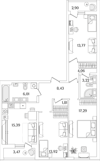 87,1 м², 3-комнатная квартира 21 099 052 ₽ - изображение 1