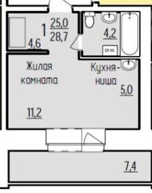 Квартира 29 м², 1-комнатная - изображение 1