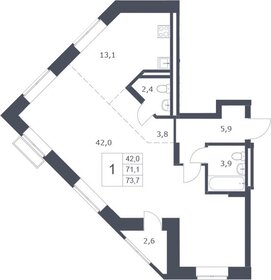 Квартира 73,7 м², 3-комнатная - изображение 1