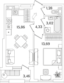 Квартира 39,9 м², 1-комнатная - изображение 1