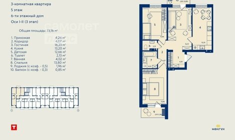 Квартира 73,7 м², 3-комнатная - изображение 2