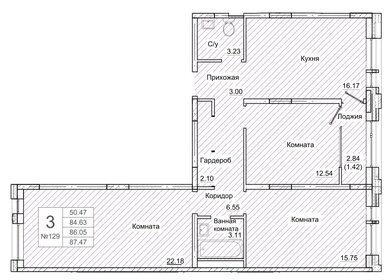 93,4 м², 1-комнатная квартира 9 079 200 ₽ - изображение 24