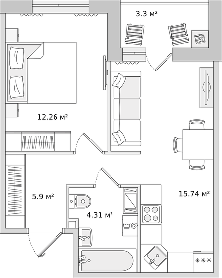 41,8 м², 1-комнатная квартира 8 762 493 ₽ - изображение 1
