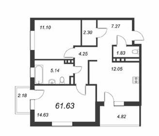 Квартира 65,6 м², 2-комнатная - изображение 1