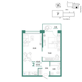 45,2 м², 2-комнатная квартира 7 340 000 ₽ - изображение 17