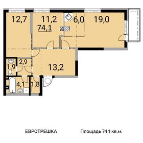 Квартира 74,1 м², 3-комнатная - изображение 1