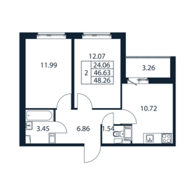 50,2 м², 2-комнатная квартира 7 605 888 ₽ - изображение 88