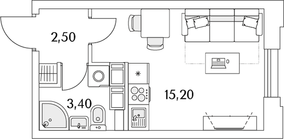 22,1 м², квартира-студия 4 790 000 ₽ - изображение 124