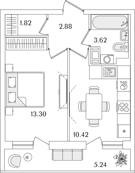34,7 м², 1-комнатная квартира 9 022 885 ₽ - изображение 1