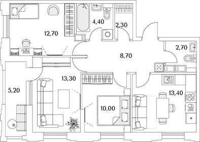 70 м², 3-комнатная квартира 12 699 000 ₽ - изображение 134