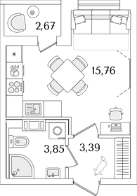 Квартира 24,3 м², студия - изображение 1