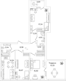 Квартира 94,7 м², 3-комнатная - изображение 1