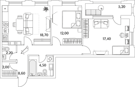 68 м², 2-комнатная квартира 15 777 580 ₽ - изображение 14