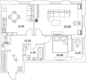 70,3 м², 2-комнатная квартира 14 240 917 ₽ - изображение 20