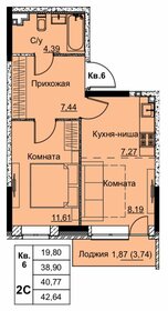 Квартира 40,8 м², 2-комнатная - изображение 1