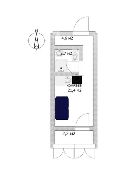 21,4 м², квартира-студия 2 090 000 ₽ - изображение 1