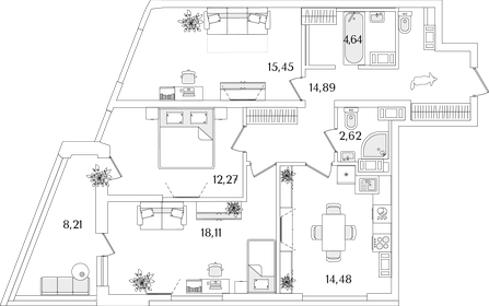 103,3 м², 3-комнатная квартира 18 700 000 ₽ - изображение 113