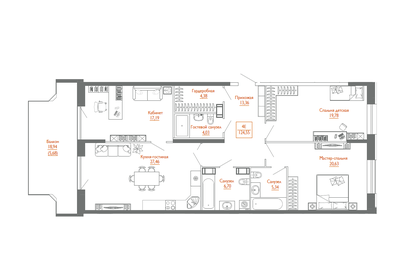 148,4 м², 3-комнатная квартира 26 500 000 ₽ - изображение 88