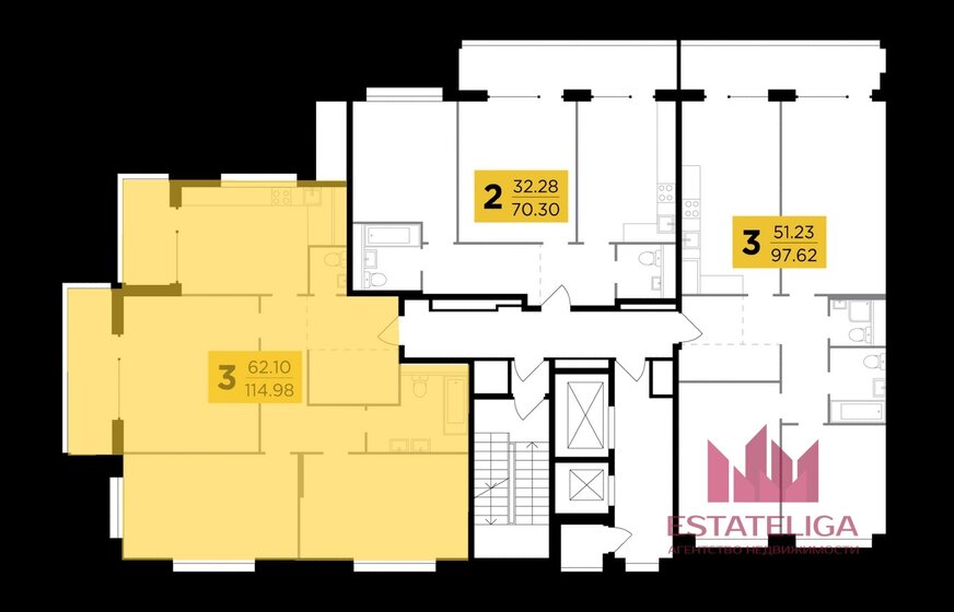 115 м², 3-комнатная квартира 60 500 000 ₽ - изображение 1