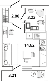 Квартира 22,3 м², студия - изображение 1