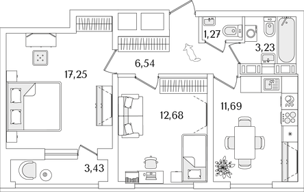 55,8 м², 2-комнатная квартира 11 100 000 ₽ - изображение 119