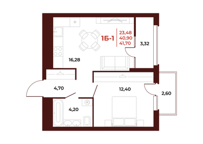 41,1 м², квартира-студия 4 990 000 ₽ - изображение 6