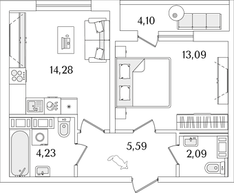 41,4 м², 1-комнатная квартира 10 018 231 ₽ - изображение 20