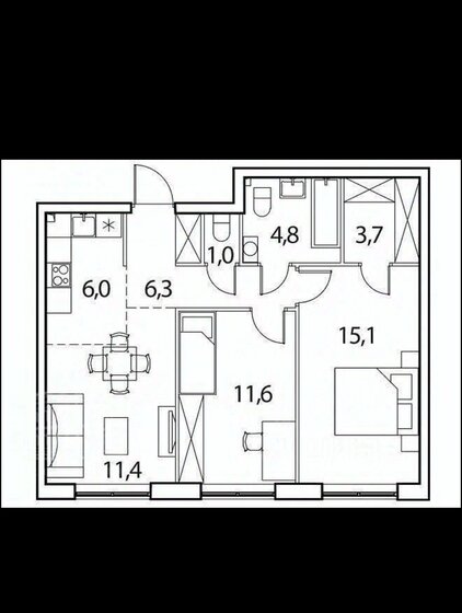 60 м², 3-комнатная квартира 8 900 000 ₽ - изображение 1