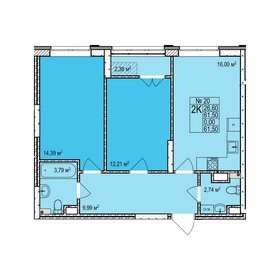 62,4 м², 2-комнатная квартира 9 110 000 ₽ - изображение 16
