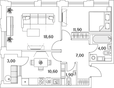 50,6 м², 2-комнатная квартира 8 999 000 ₽ - изображение 128