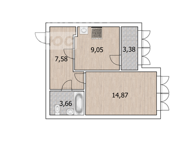 Квартира 36,8 м², 1-комнатная - изображение 1