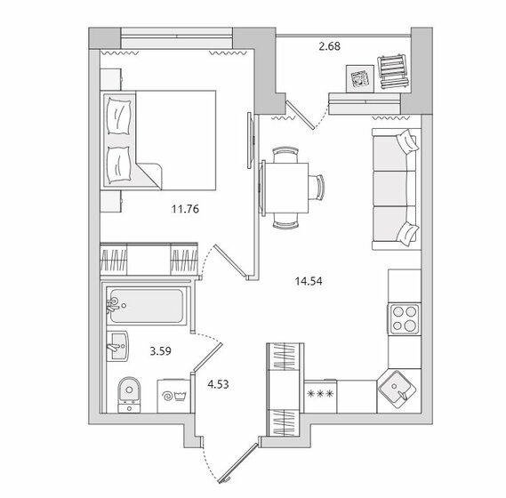 37,1 м², 1-комнатная квартира 5 210 000 ₽ - изображение 1