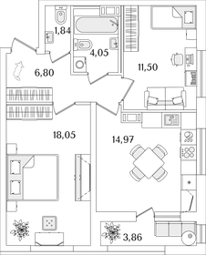 57,1 м², 2-комнатная квартира 9 411 000 ₽ - изображение 106