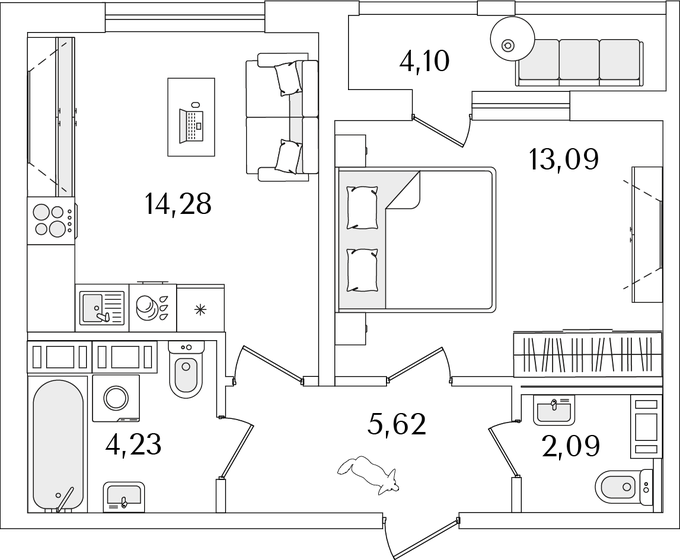 41,4 м², 1-комнатная квартира 10 018 231 ₽ - изображение 1