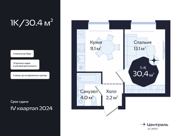 30,4 м², 1-комнатная квартира 6 600 000 ₽ - изображение 105